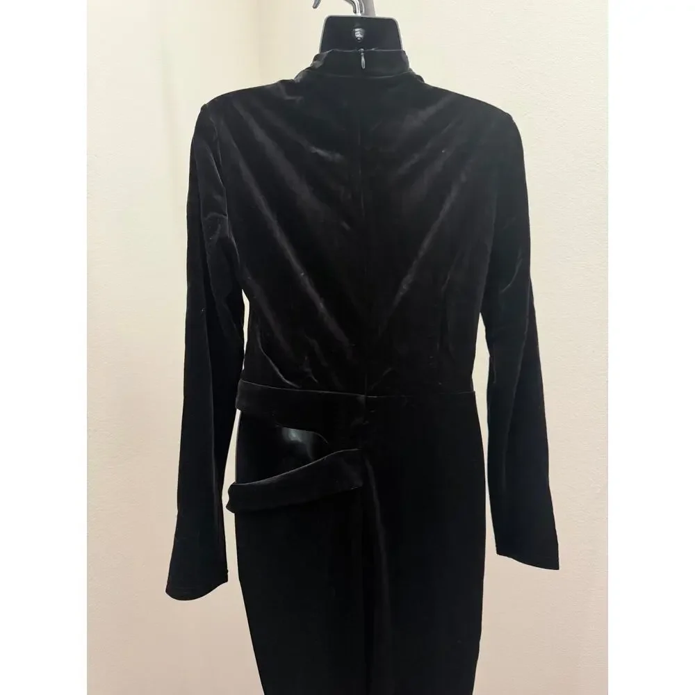 New the Cande shop black velvet cutout jumpsuit sz Large - Picture 6 of 8